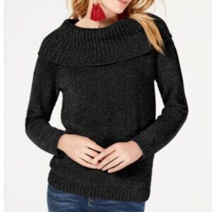 INC Womens Black Glitter Turtleneck Sweater XS